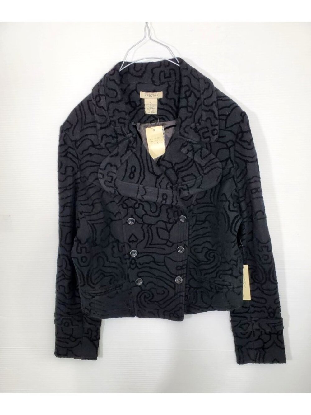 NWT Vertigo Paris Women's Black Wool Modern Day Pea Coat Size XL 1122 - Picture 9 of 13